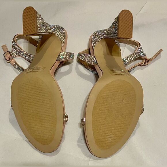 Madden Girl Discco Blush Rhinestone Strappy Ankle Strap heels. Size 7M NWOB - Picture 7 of 7